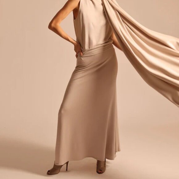 Bleusalt Maxi Skirt A-line Beige Tan Neutral Soft Stretchy Lagenlook size XL - Picture 3 of 9